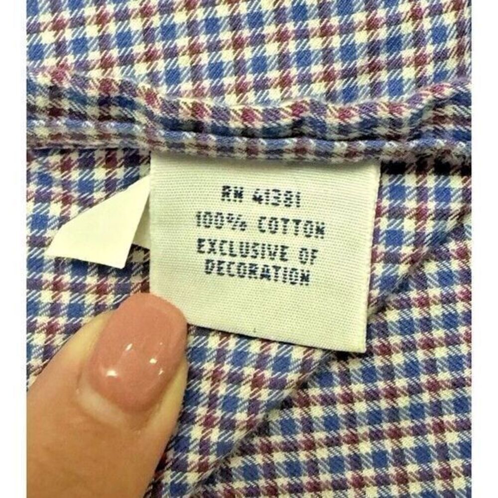 Polo Ralph Lauren Men's Medium Purple Blue White Red Plaid Long Sleeve Shirt - Picture 4 of 5